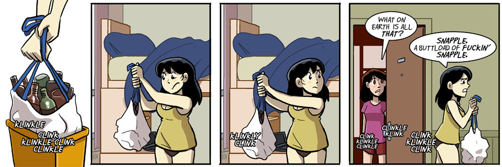 girl drinks her snapple like it's friggin' booze