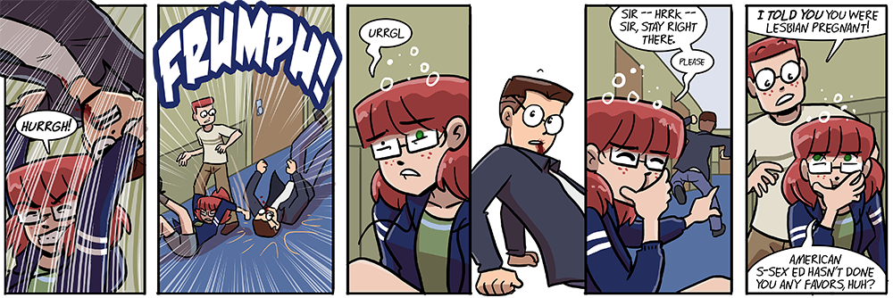 SPOILERS -- it occurred to me after finishing this strip that this is a battle between two folks who are dead in my original universe  -- CORPSE FIGHT