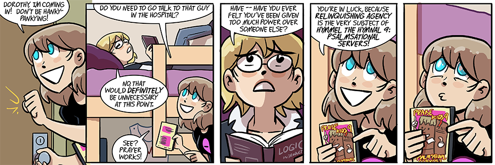 'make me a server / quiet and dim / lord let me suppress / my every whim / and may every thought in my brain be of Him / make me a server / make me a server / make me a server today'