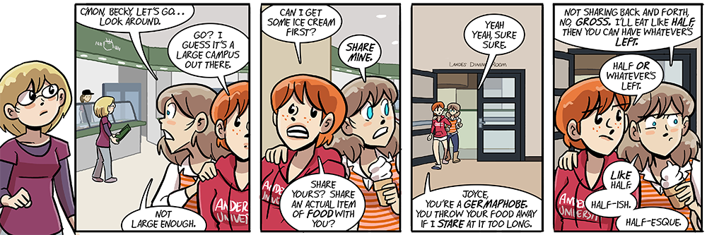 it's thanksgiving, so have a comic about leaving a cafeteria and not sharing food