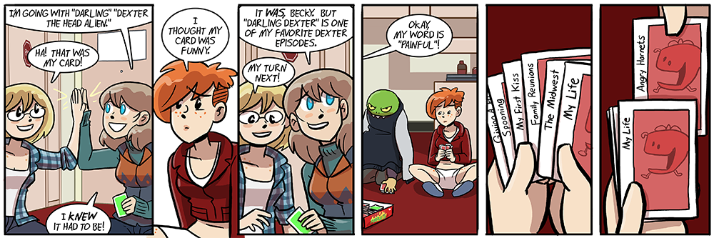 got up one morning, decided, hey, let's write some depressing apples to apples comics