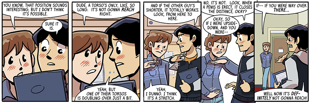 'here let me show you how it goes, now bend over this chair'