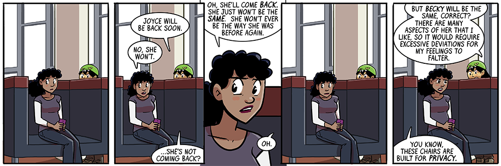 seriously, push two of those chairs together and you can seal yourself off from the world, this is intended functionality