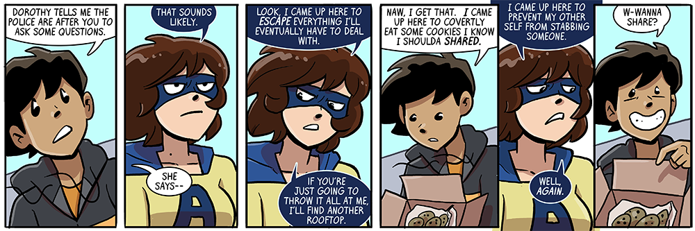 *throws the box, runs downstairs*