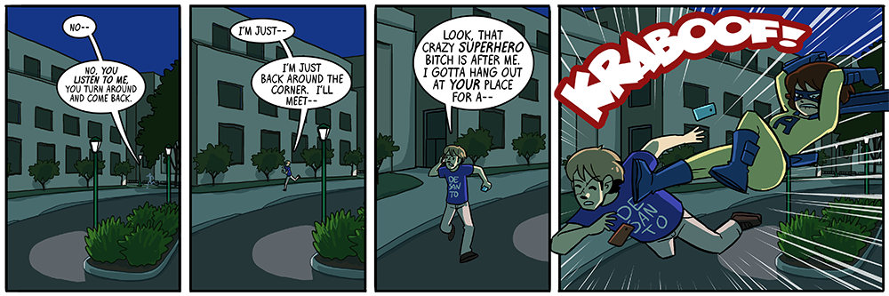 you hafta somersault pretty high up in the air to deliver a good dropkick like that, if you're doing it right, like a boss