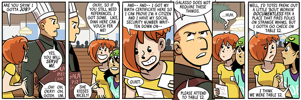 galasso pays in cash, but over the table, because he's always making grand overdramatic gestures