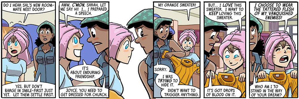 'i mean, i guess that IS kinda metal' 'what do you mean, this sweater is made of cotton and synthetic fibers'