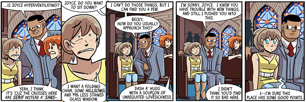 yes, fewer stain glass windows, please, they are a pain to draw