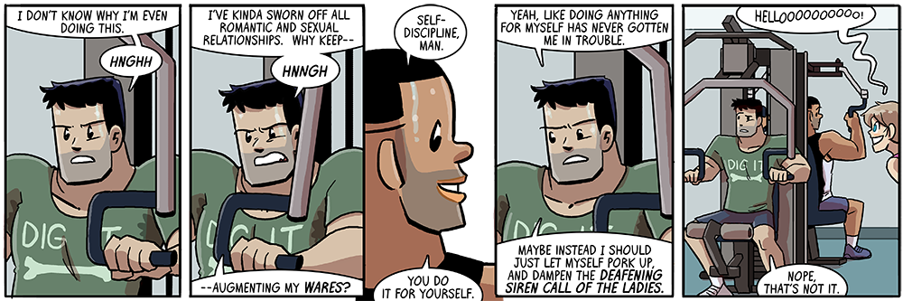 spoilers: i will be doing my best to avoid drawing this exercise machine again in subsequent strips