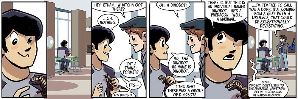 ethan keeps getting older but dinobot stays the same