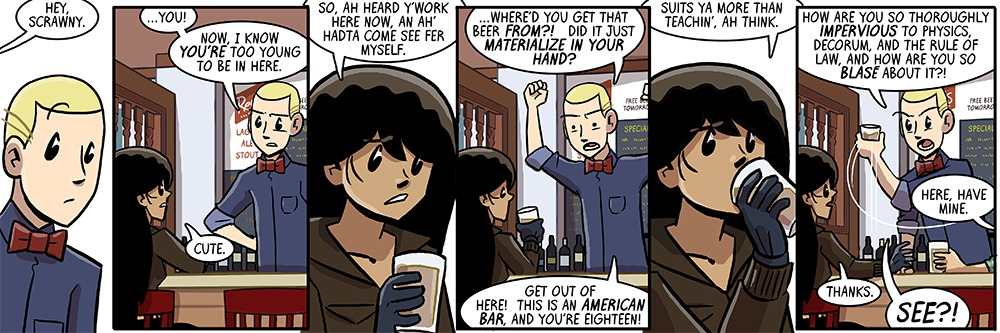 billie sees this happening from the other side of the restaurant and is all 'oh fuck off'