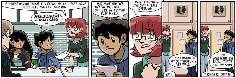 dorothy and walky were kicking their shoes down the hallway and got walky's confiscated alll the way back in... geez, 2012????