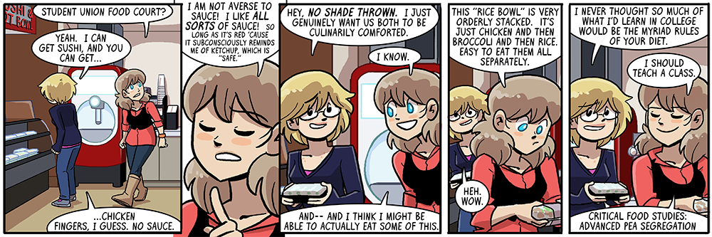 this may be mostly an actual conversation i had in the IU student union food court last fall