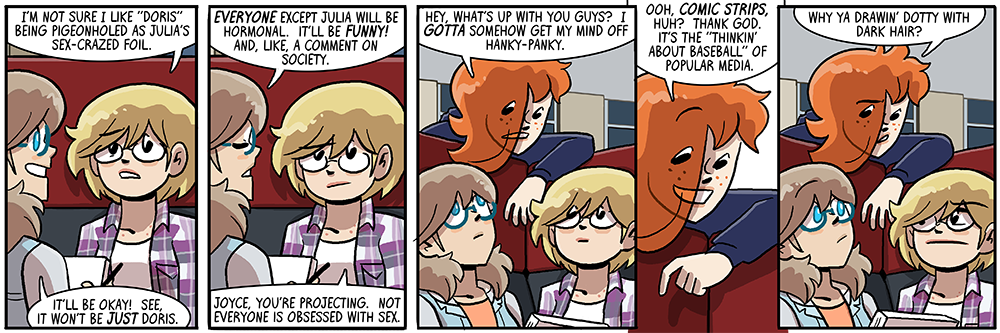 actually in lesbian parlance i think it's 'thinking about softball'