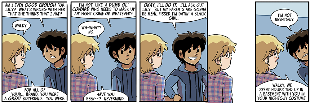 walky's just a big FAN of nightguy, that's why he dresses up like him