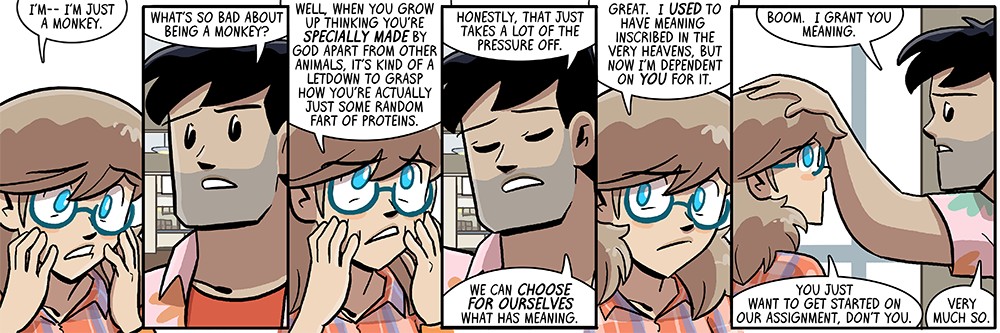 dumbing of age book 11: you're actually just some random fart of proteins