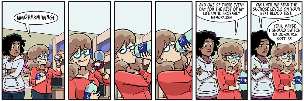 'or water'  'that's hilarious, no'