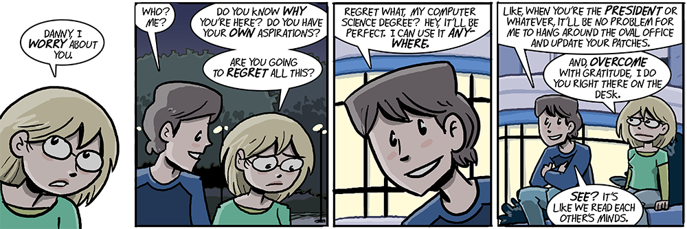 or under the desk, depending