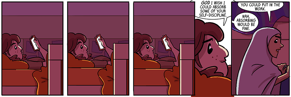 angie has a much more amicable roommate situation than she did in the other universe